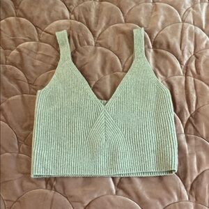 J. Crew Cream Ribbed cashmere Crop Tank Top